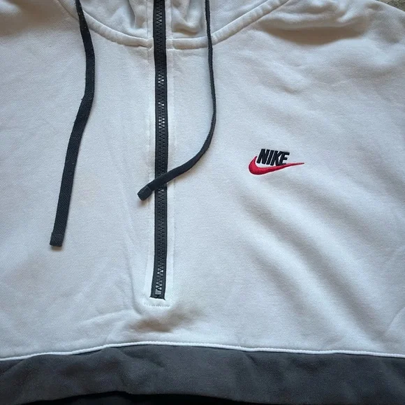 Nike Men's White and Gray Hoodie Sweater - Picture 2 of 6